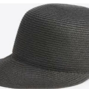 Elegant Black Women's Hat woven straw look baseball hat , sun hat , cloche style